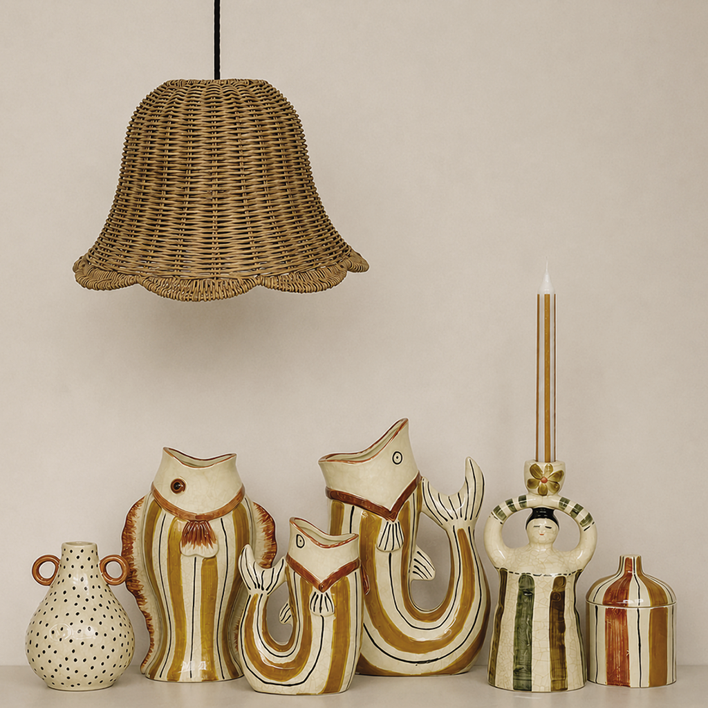 Abat-jour pour suspension cloche rotin