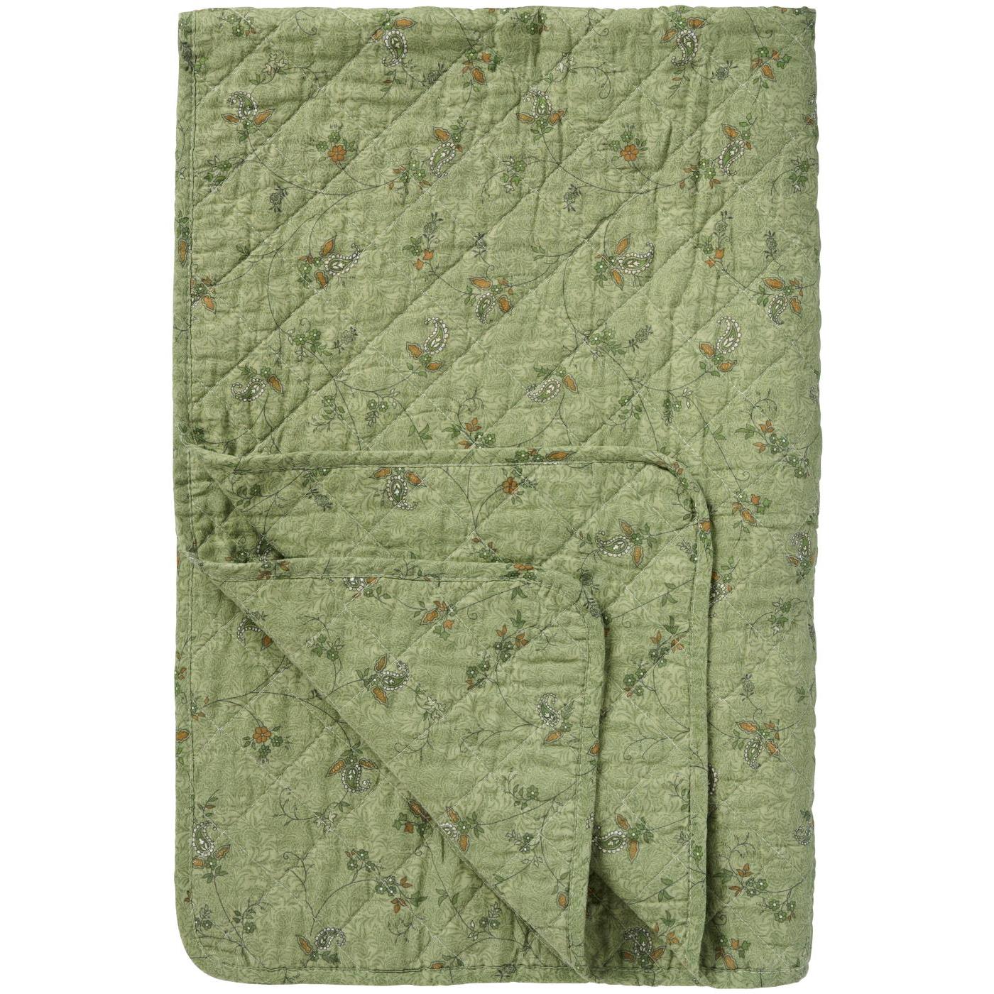 Plaid vert avec fleurs vertes