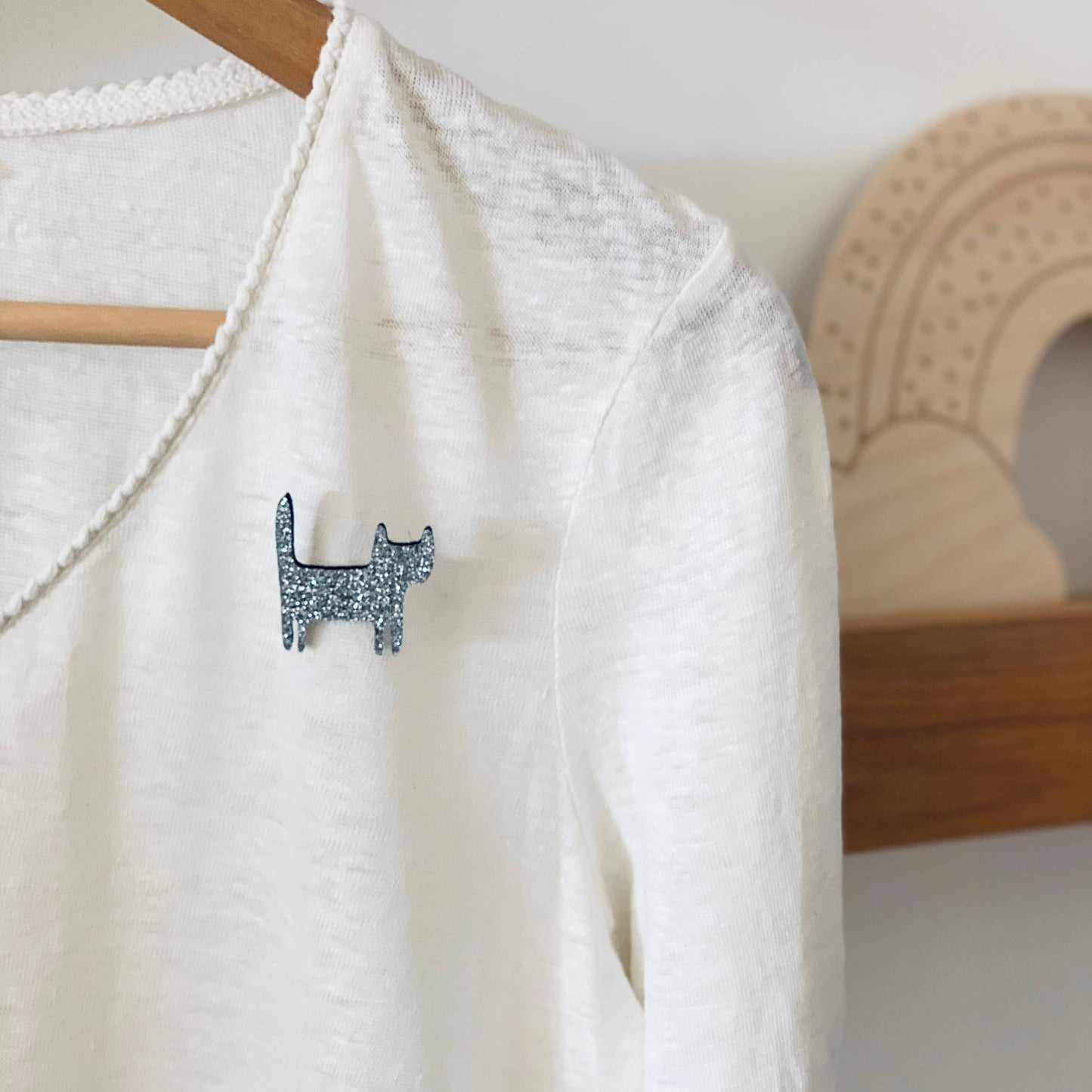 Broche en paillettes - Chat debout