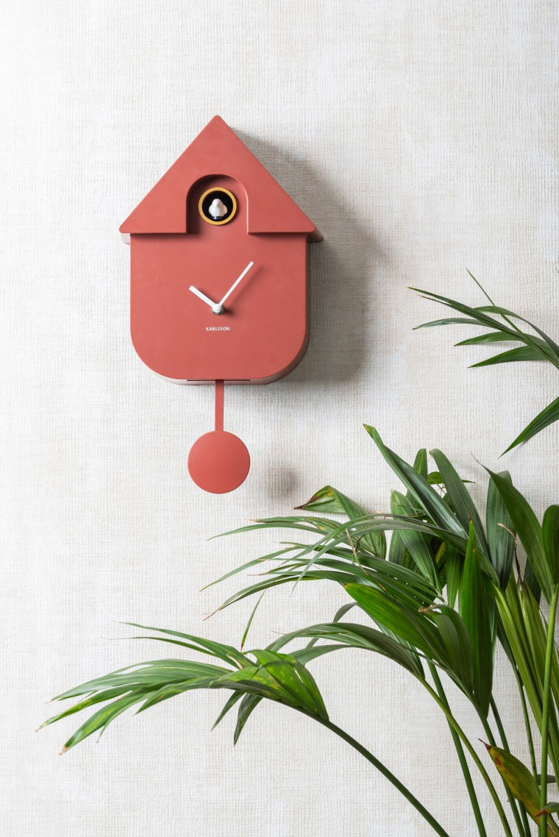 Horloge murale coucou moderne ochre rouge