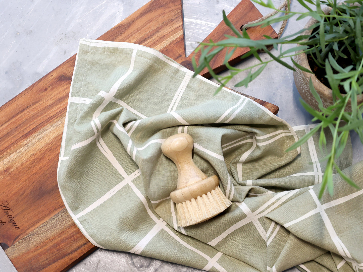 Torchon de cuisine camel vert