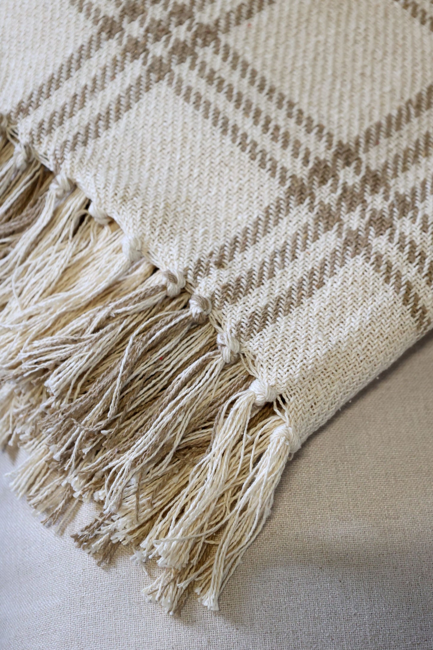 Plaid coton carreau café au lait