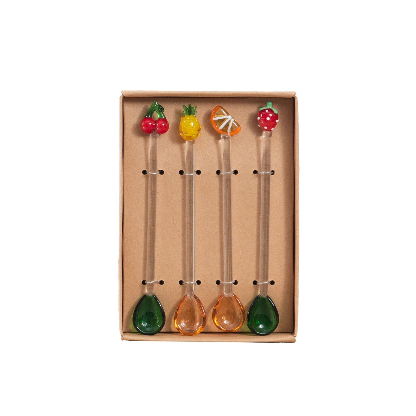 4 cuilleres verre fruits
