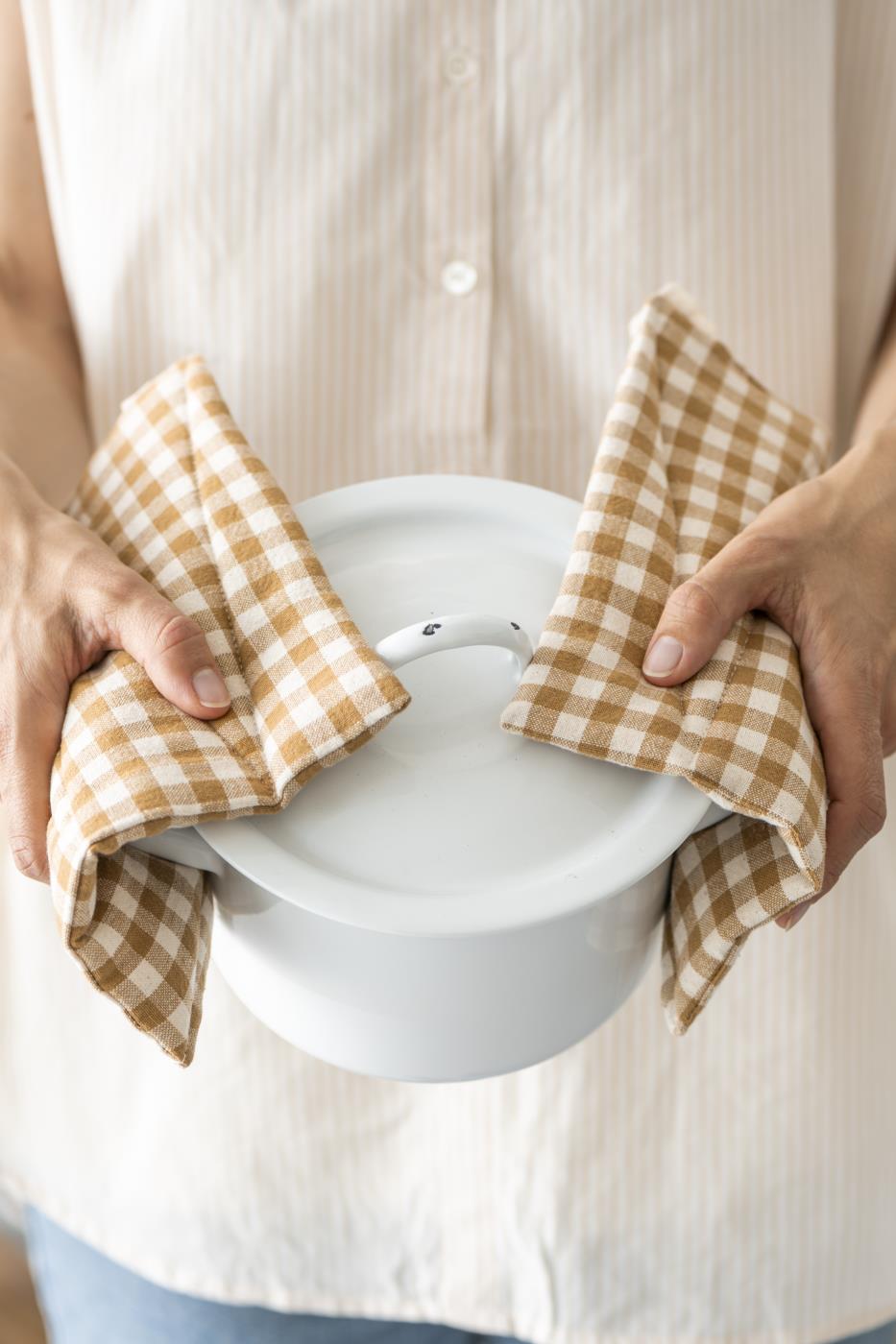 Manique Sebastian marron à petits carreaux naturels