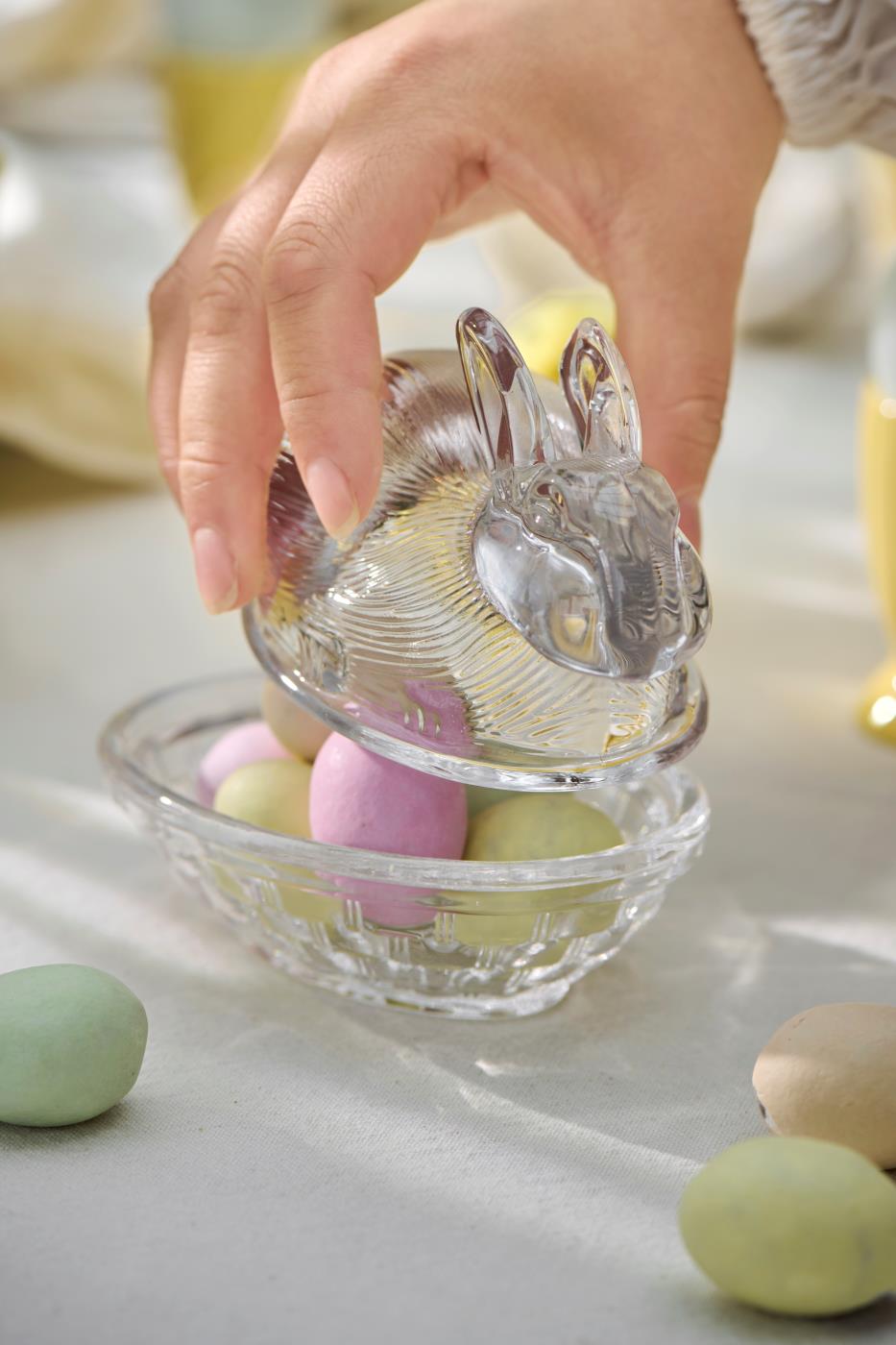 Lapin en verre avec couvercle