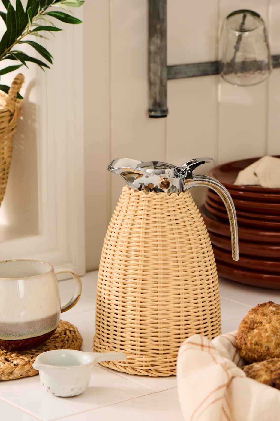 Thermos tresse en poly rotin naturel