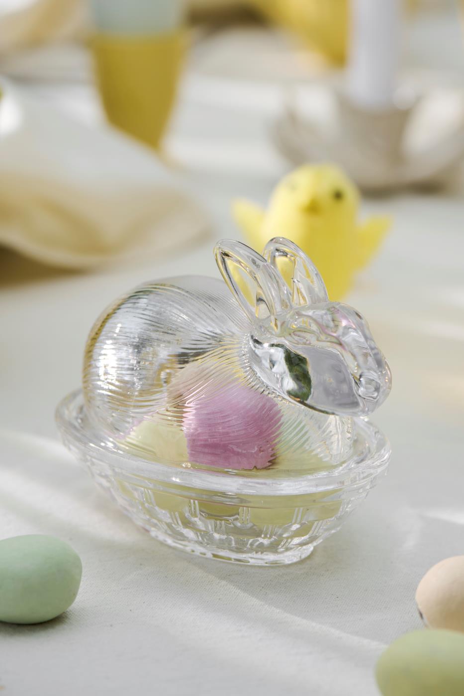 Lapin en verre avec couvercle