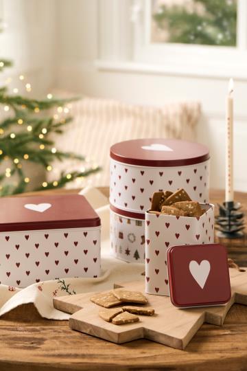 Boite carré coeurs rouge