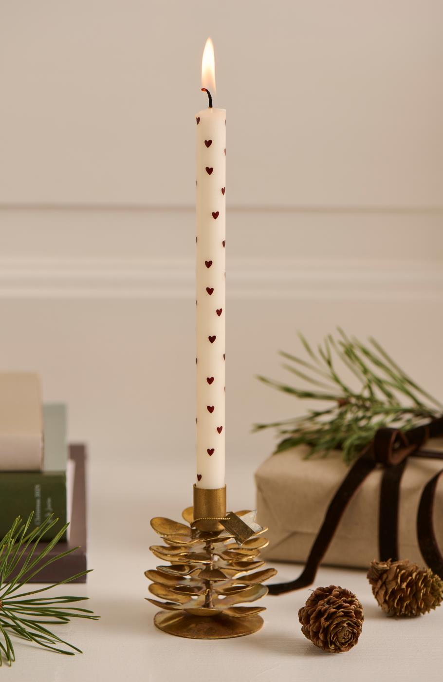Bougie coeurs marron