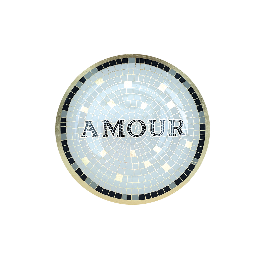 Assiette verre mosaique amour pm