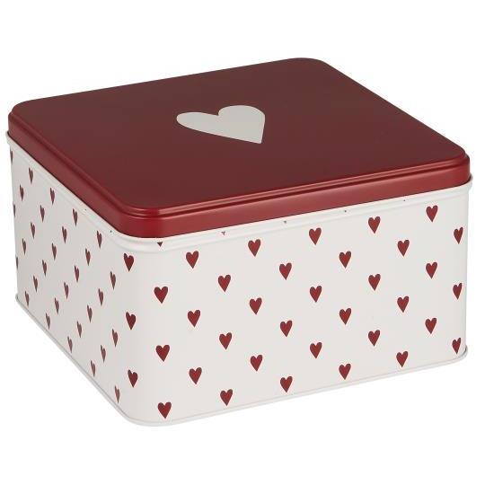 Boite carré coeurs rouge