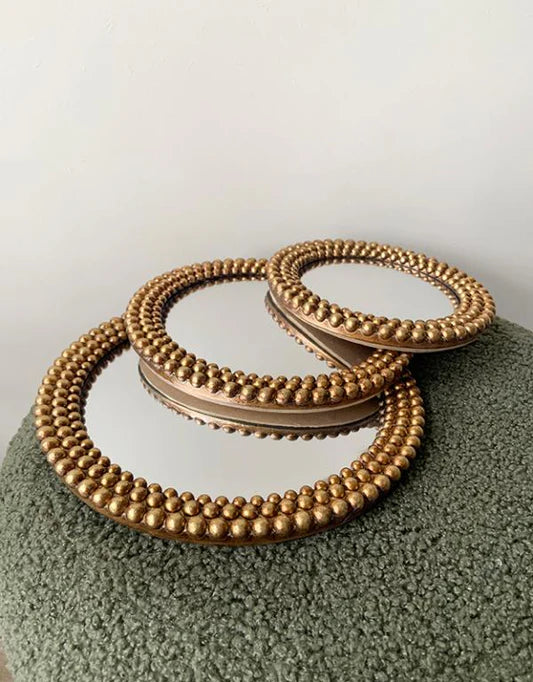 Miroir perles convexe dore gm