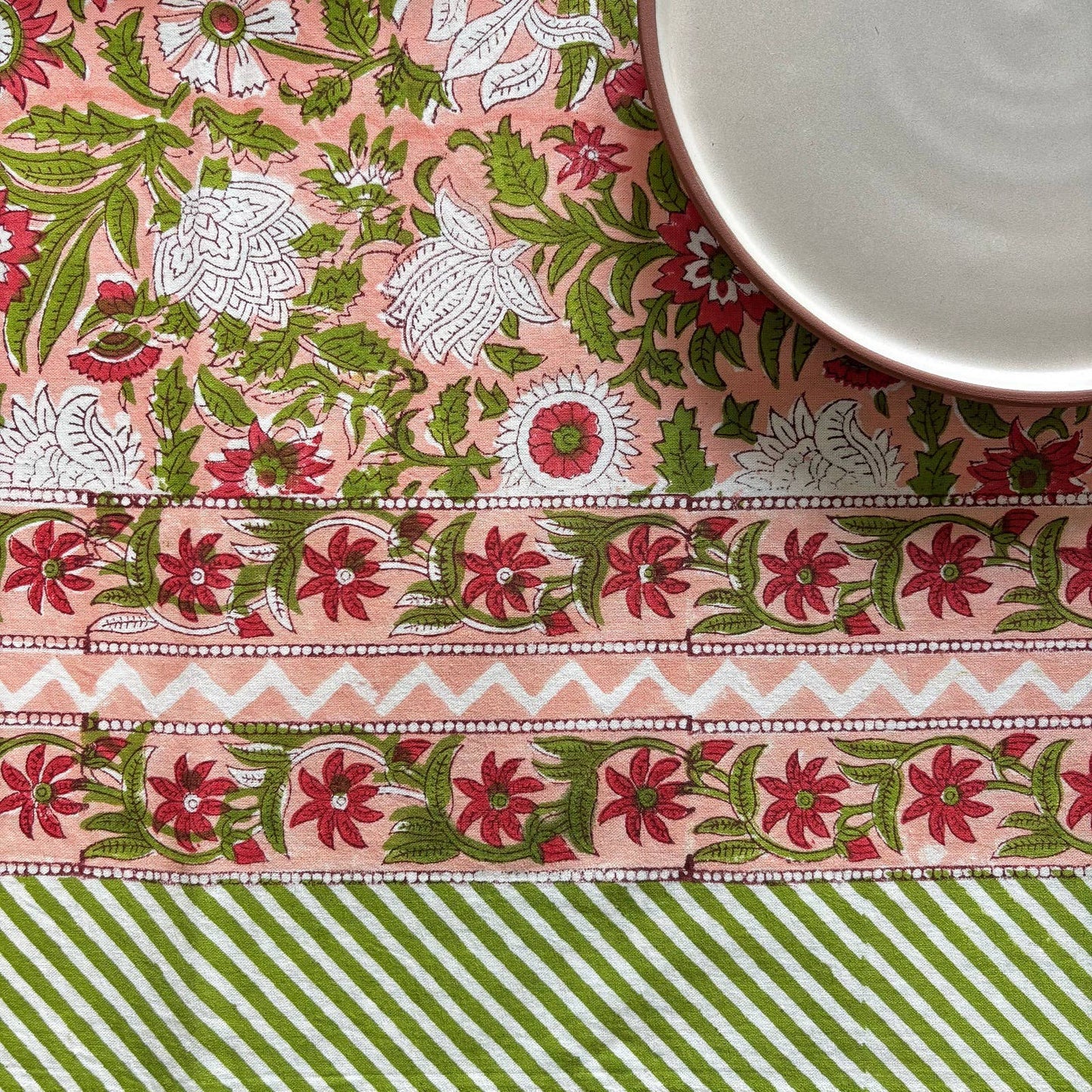 Nappe blockprint Un jardin à Lisbonne