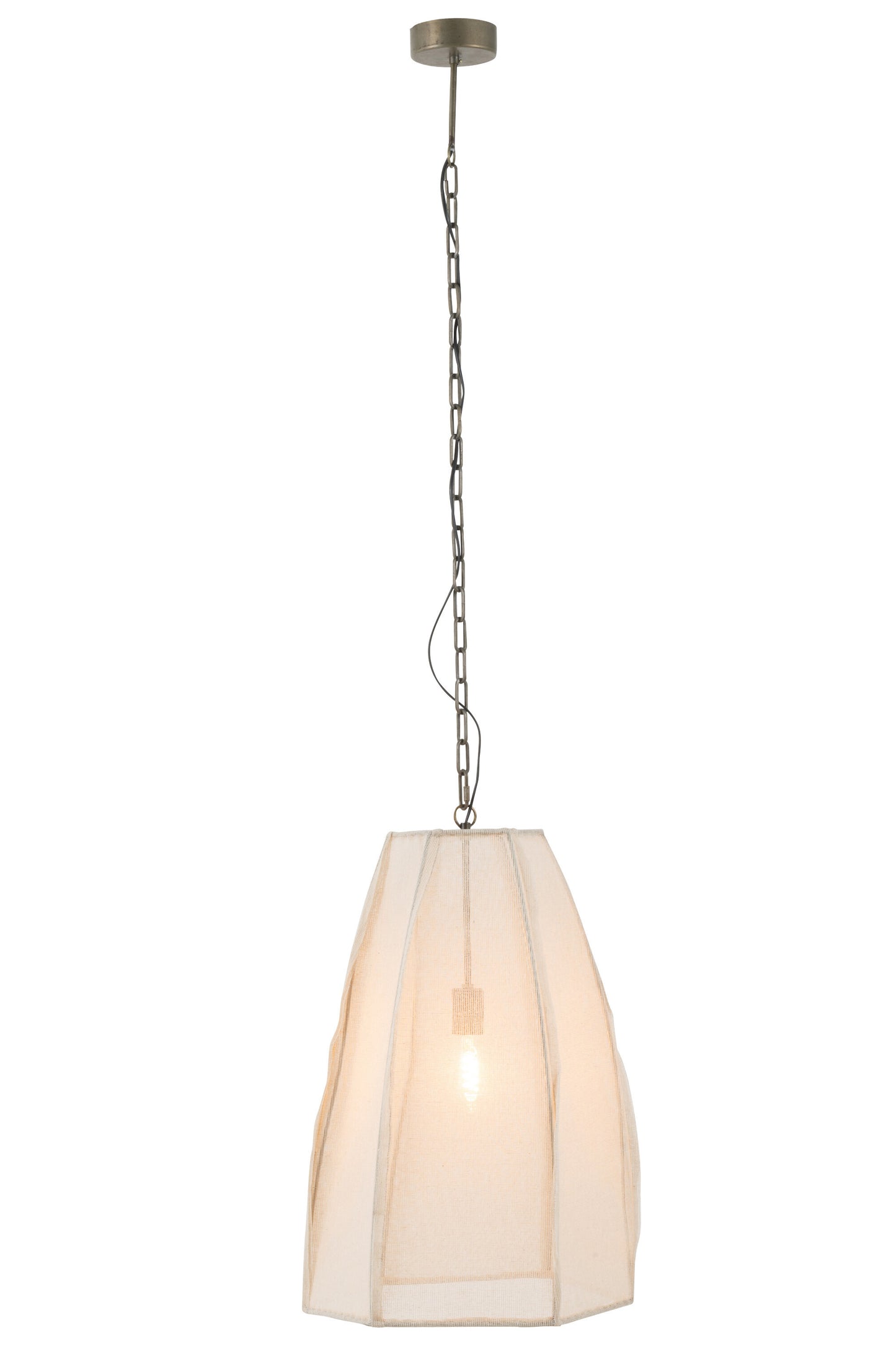 Plafonnier Poire Lin/Fer Blanc GM