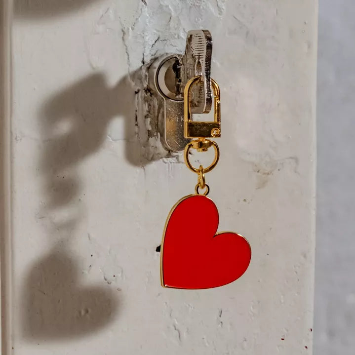 Porte-clés grand coeur rouge