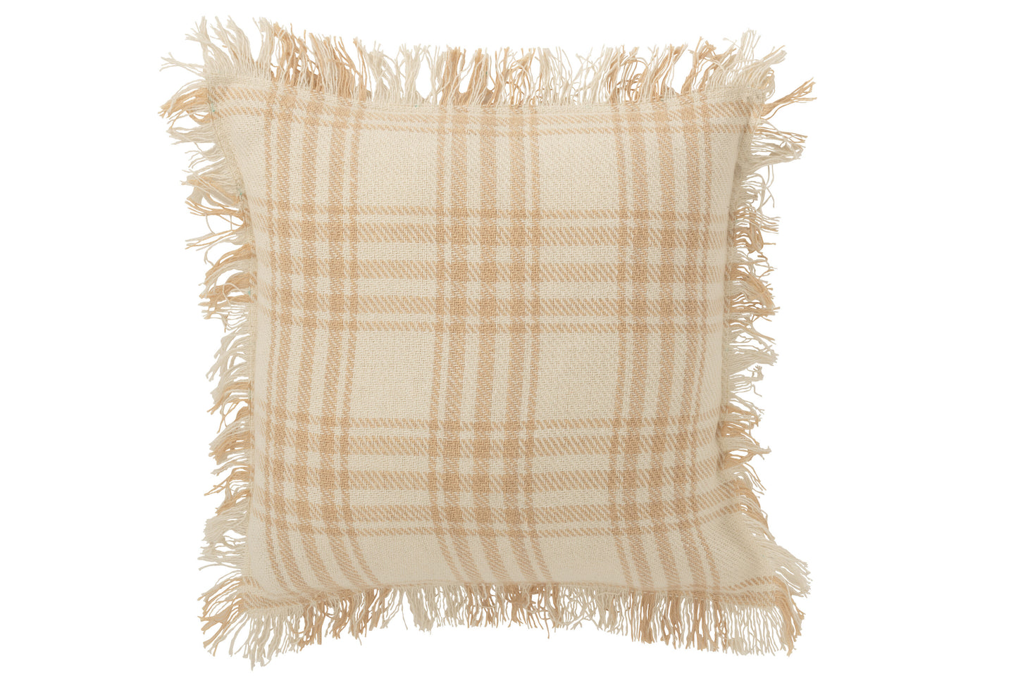 Coussin Carreaux Coton Blanc/Beige