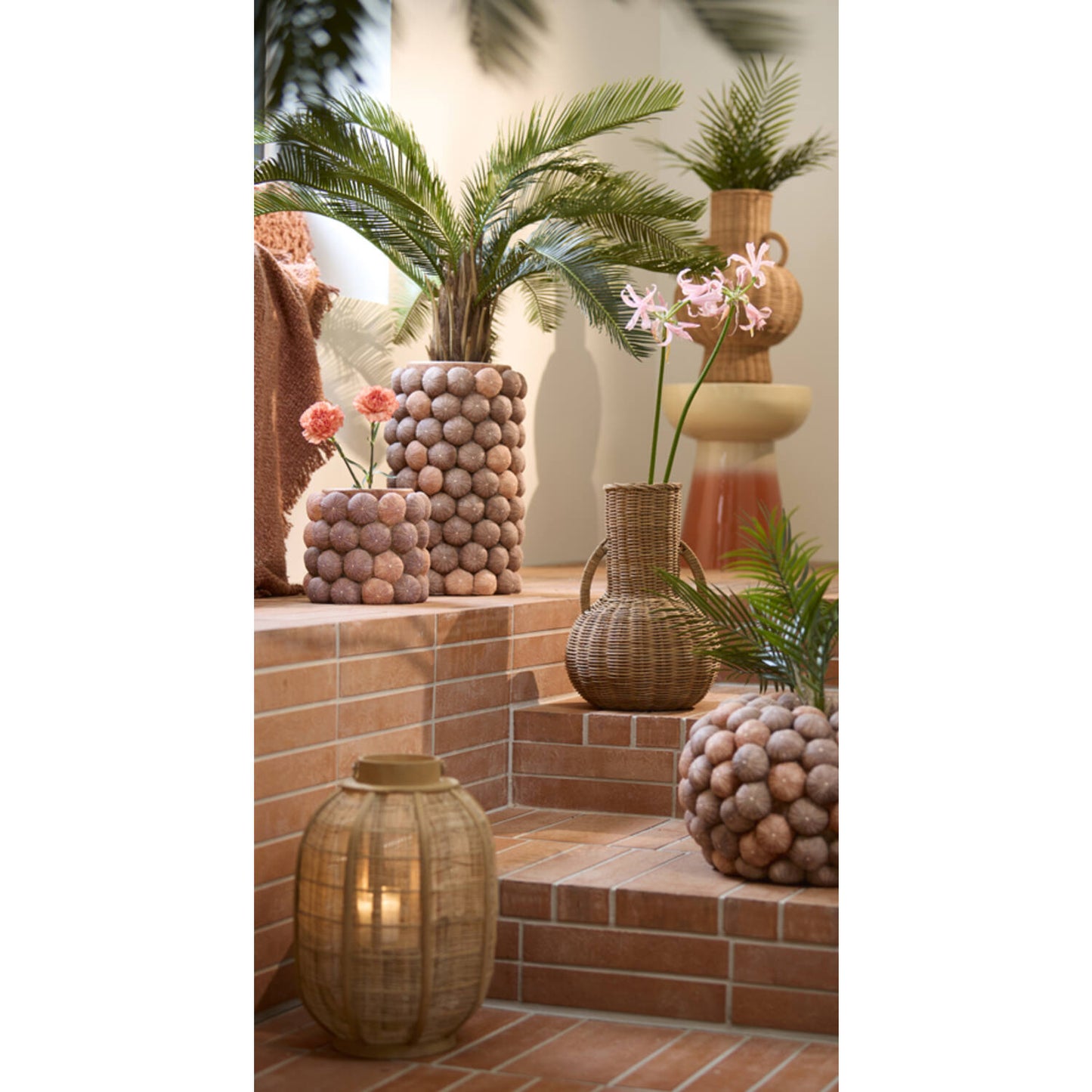 Vase déco NARINO rotin brun
