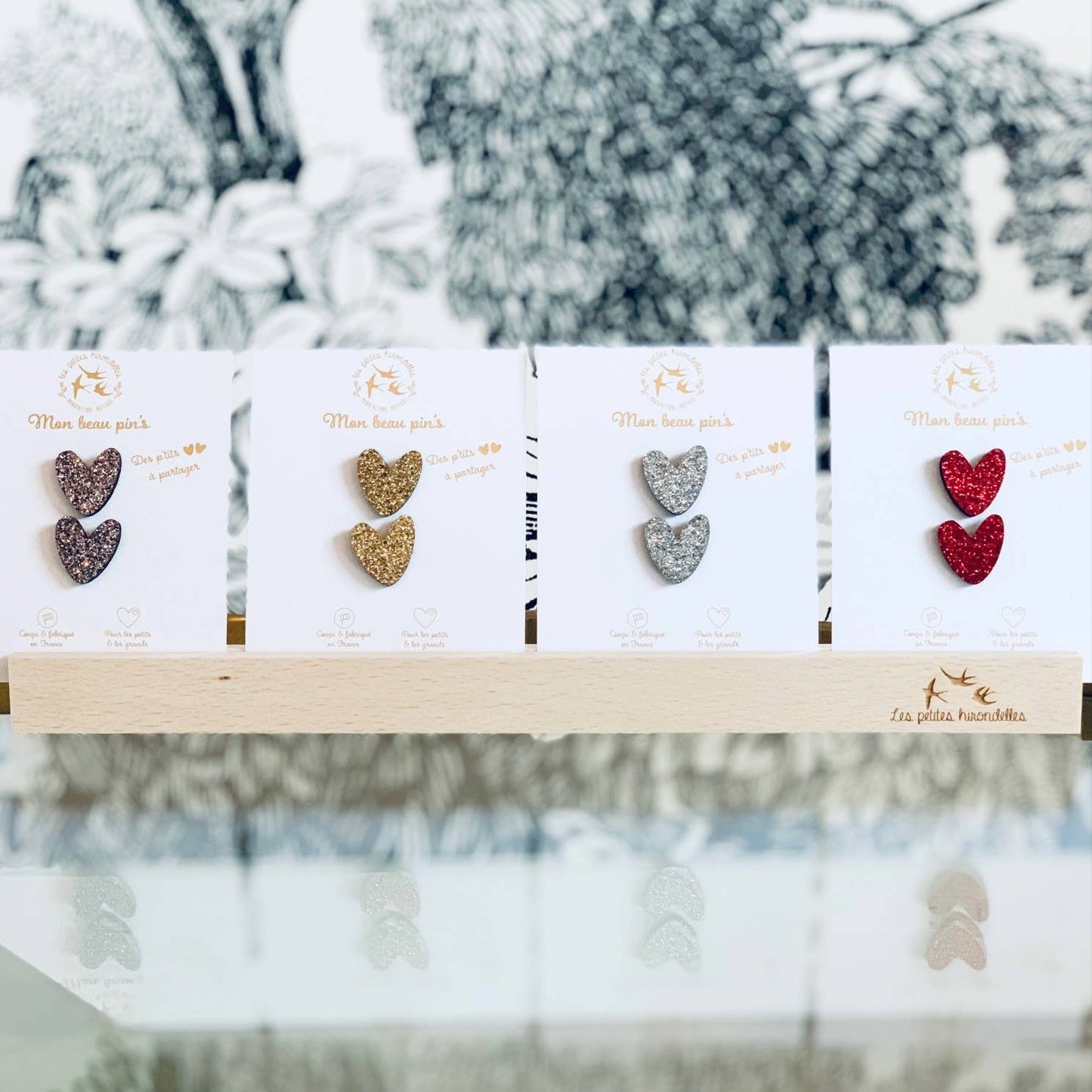 Pin's en paillettes - Coeur à partager