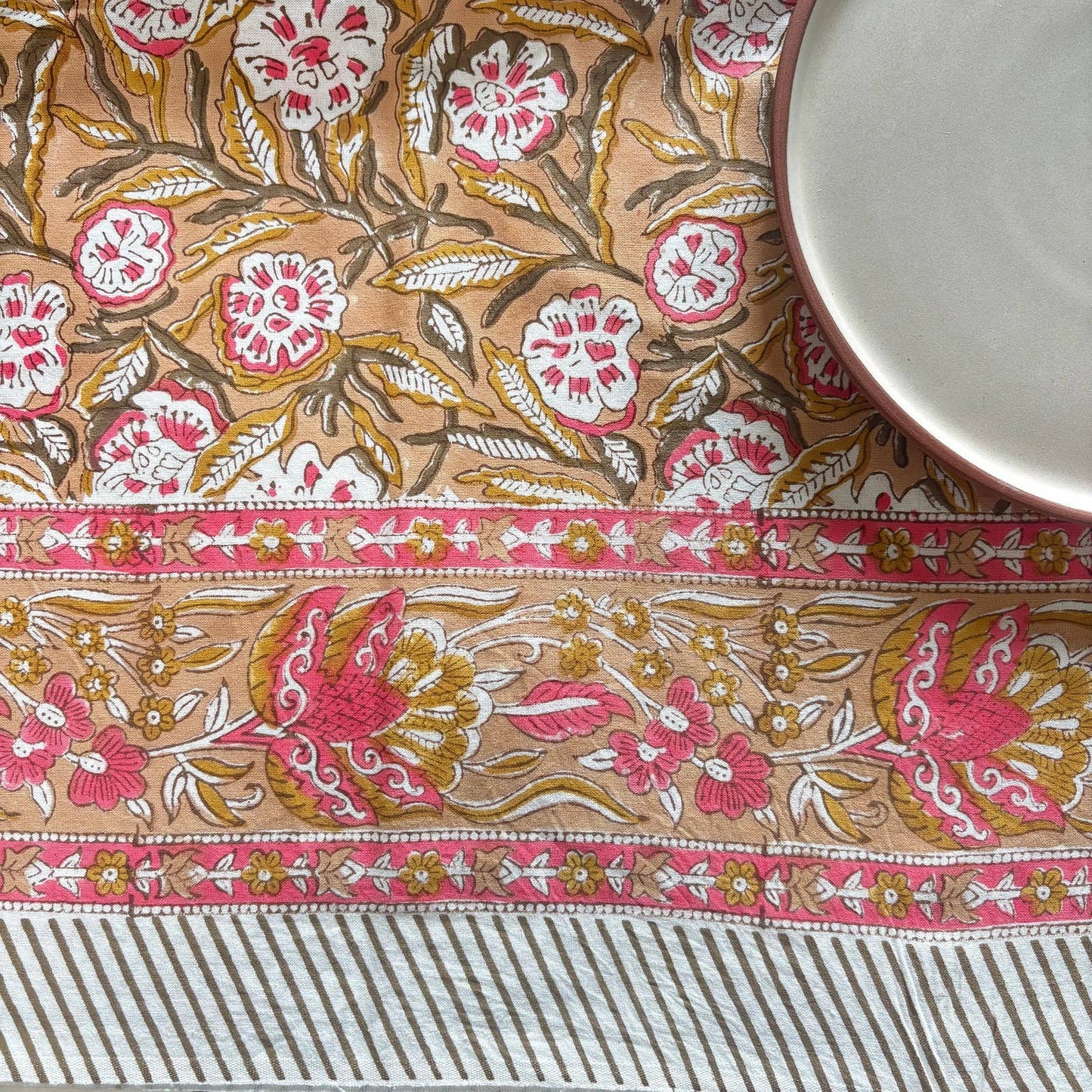 Nappe blockprint Sous la tonnelle