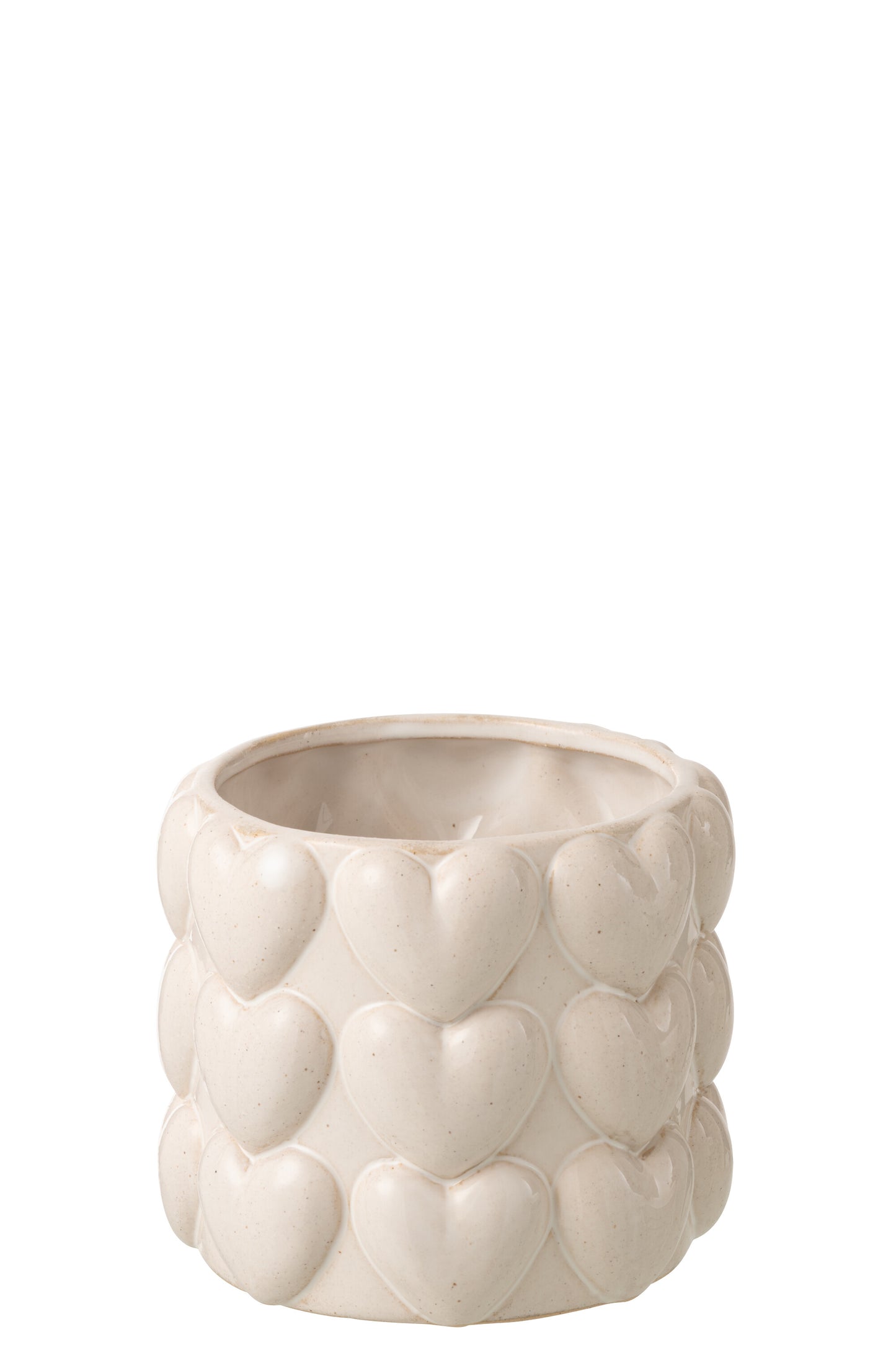 Cachepot Coeurs Grès Écru mm