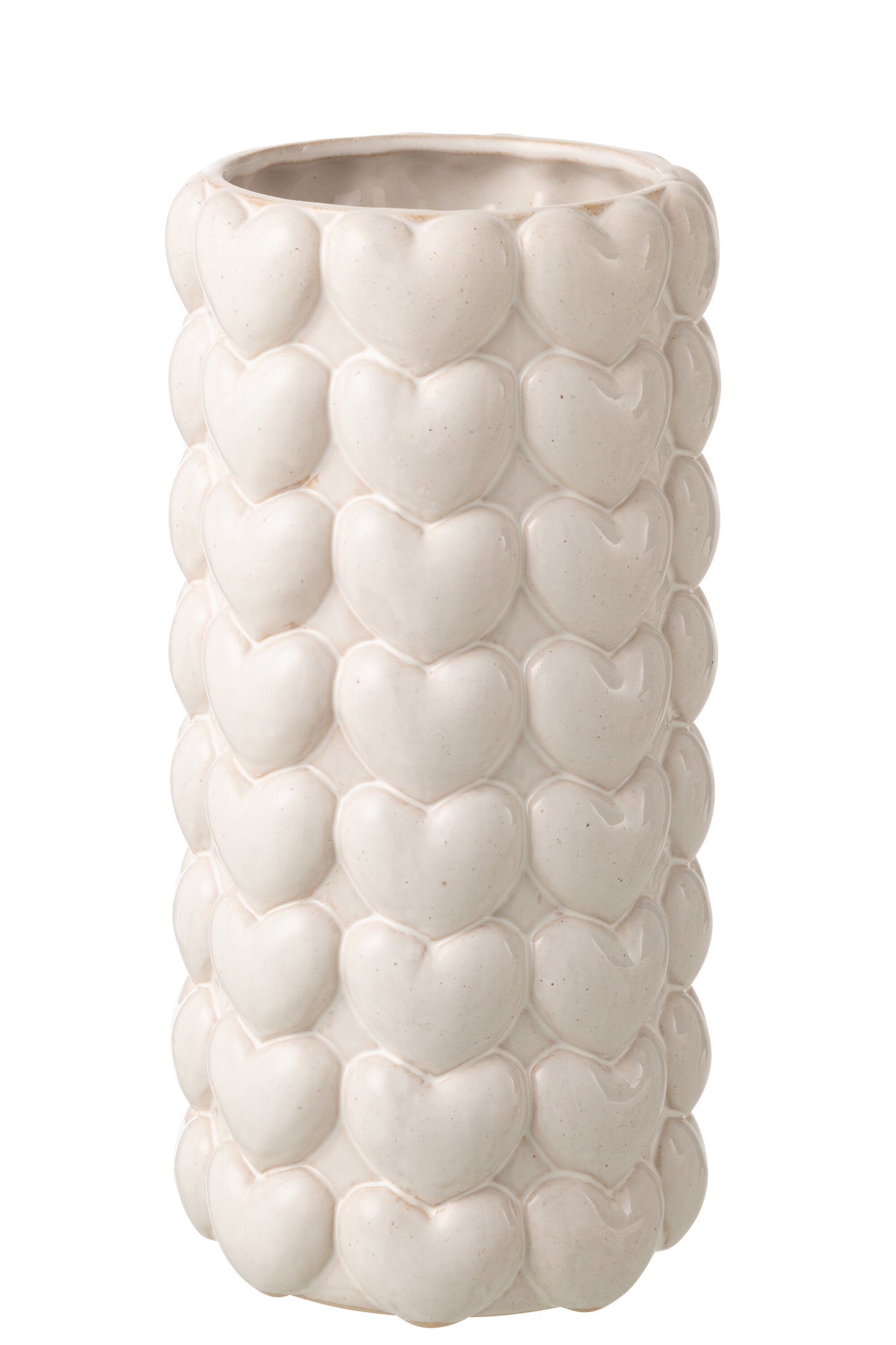 Vase Coeurs Grès Écru