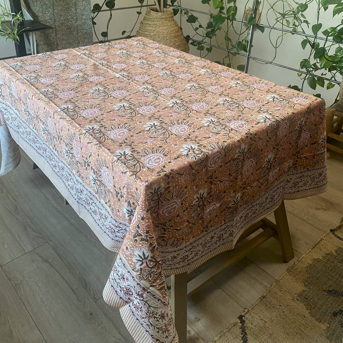 Nappe blockprint Pivoines