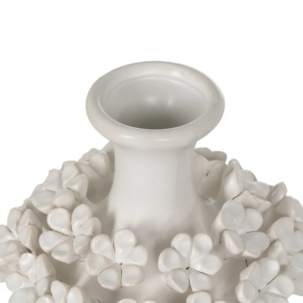 VASE FLEURS BLANC CÉRAMIQUE