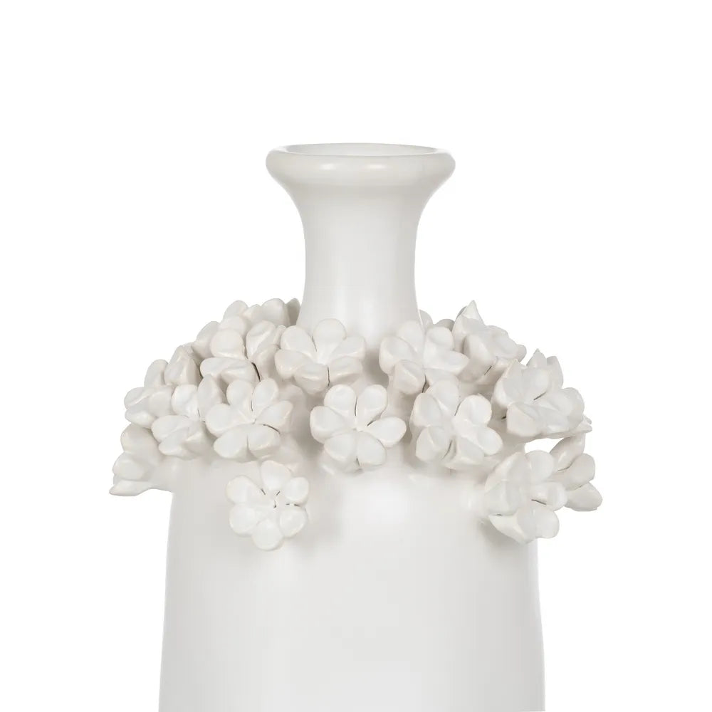 VASE FLEURS BLANC CÉRAMIQUE