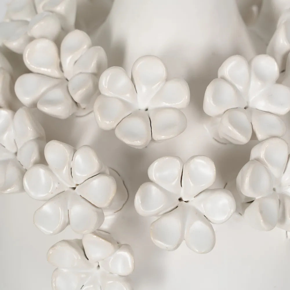VASE FLEURS BLANC CÉRAMIQUE