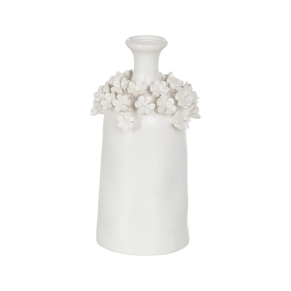 VASE FLEURS BLANC CÉRAMIQUE