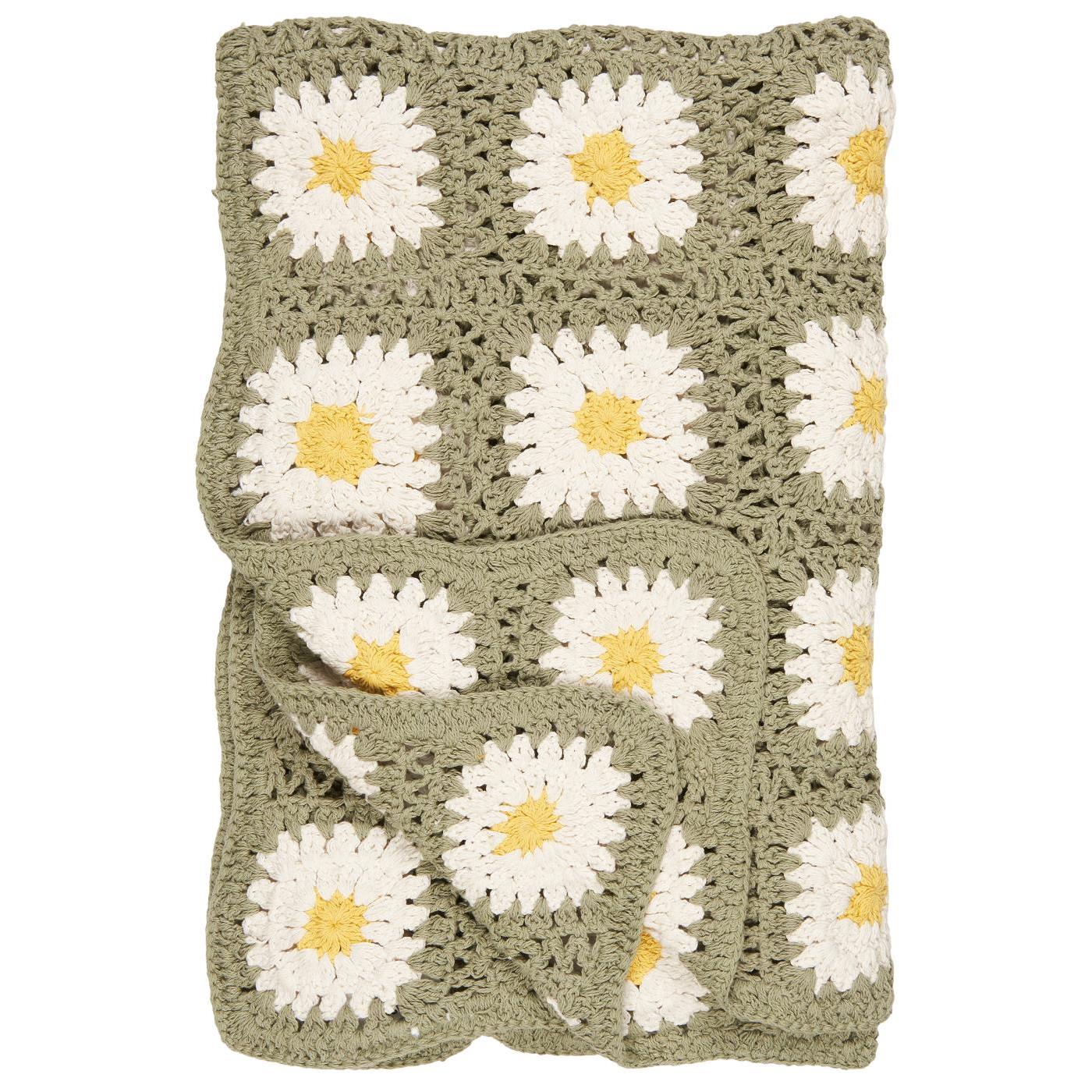 Jeté crocheté vert