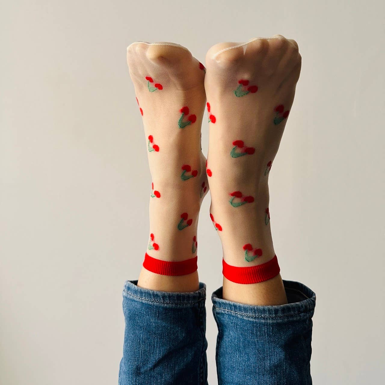 Clémence - Chaussettes fantaisie femme fruits - CERISES