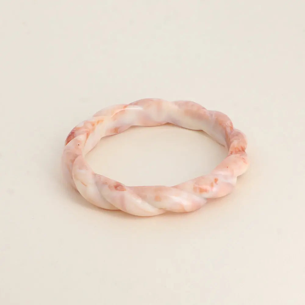 Jonc Esmory - résine tressée - rose