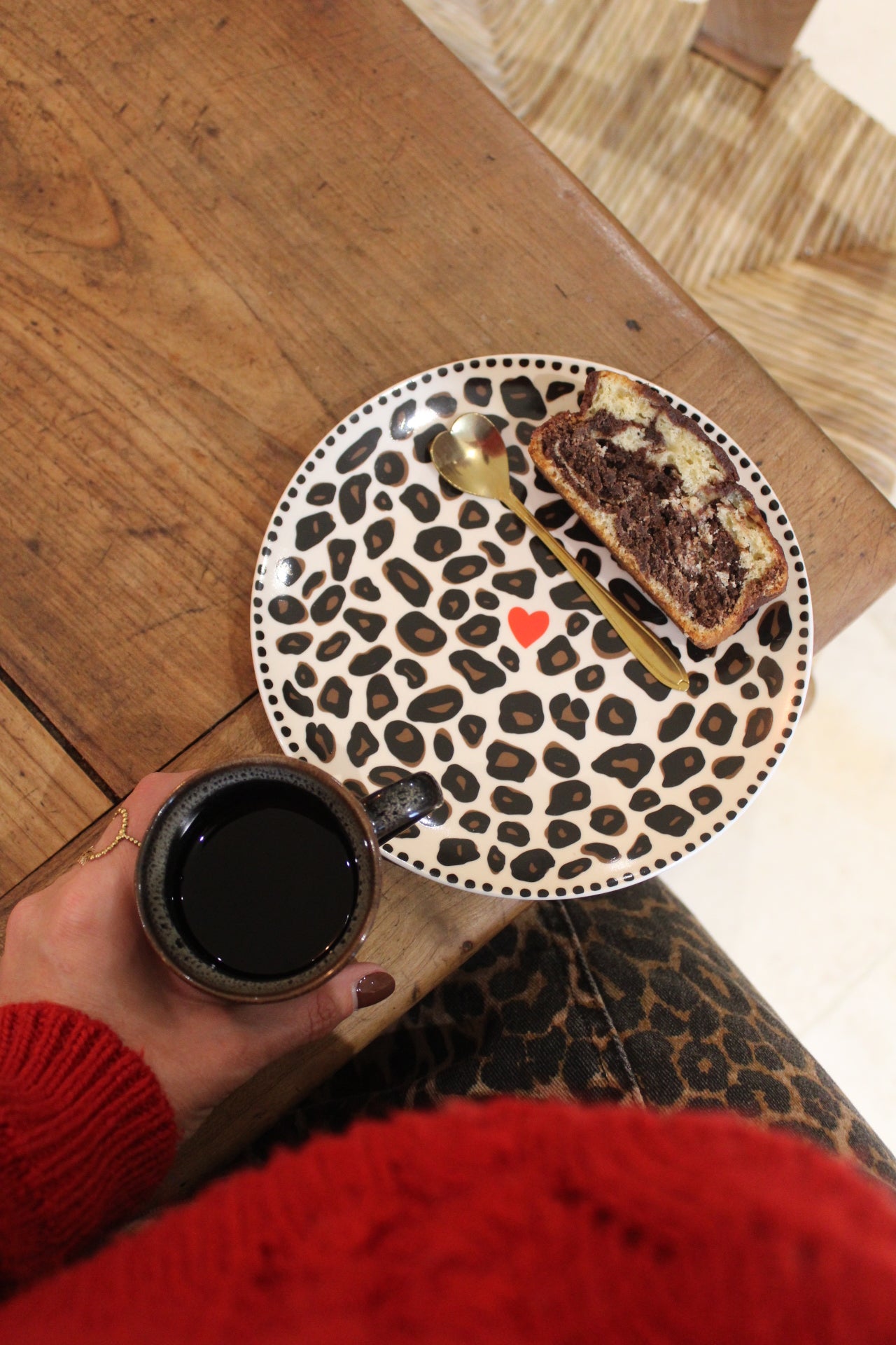 Set de 4 assiettes dessert léopard