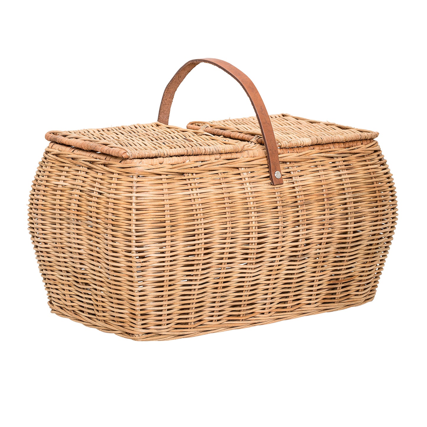 Panier avec couvercle, Nature, Rotin
