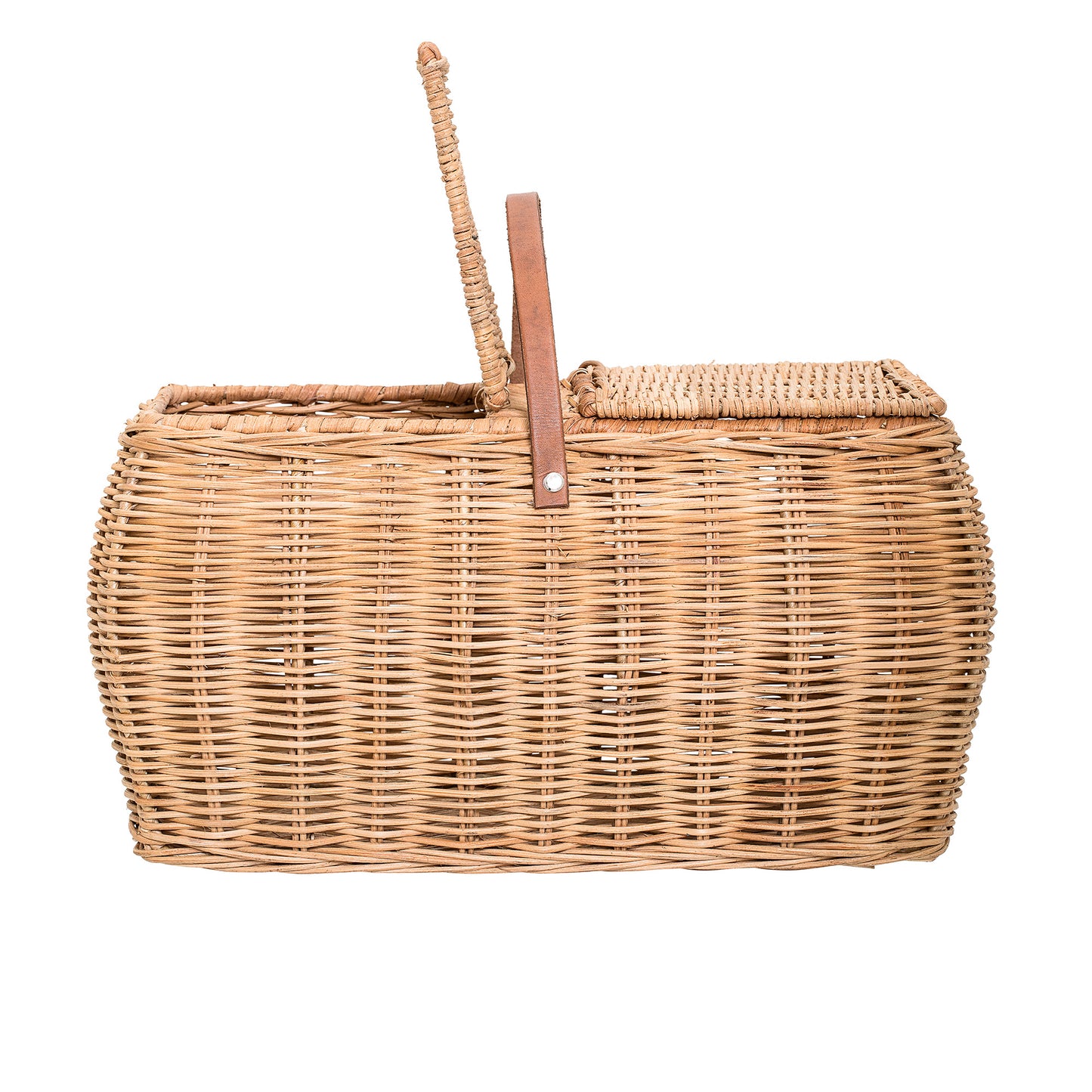Panier avec couvercle, Nature, Rotin