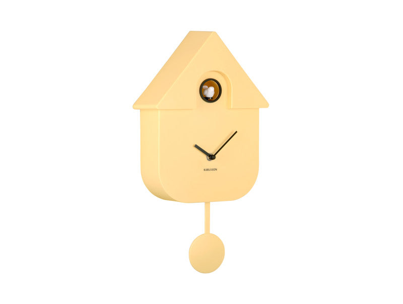 Horloge murale coucou moderne jaune pâle