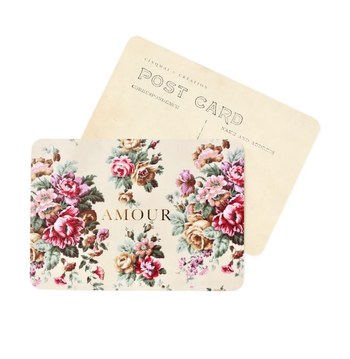 CARTE POSTALE COEUR / DORÉ / AGATHE