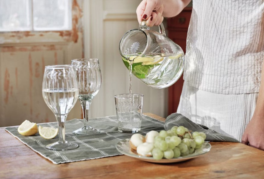 Verre gravé floral
