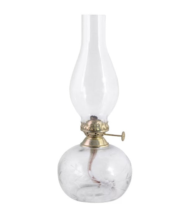 Lampe à pétrole ovale en laiton à feuilles