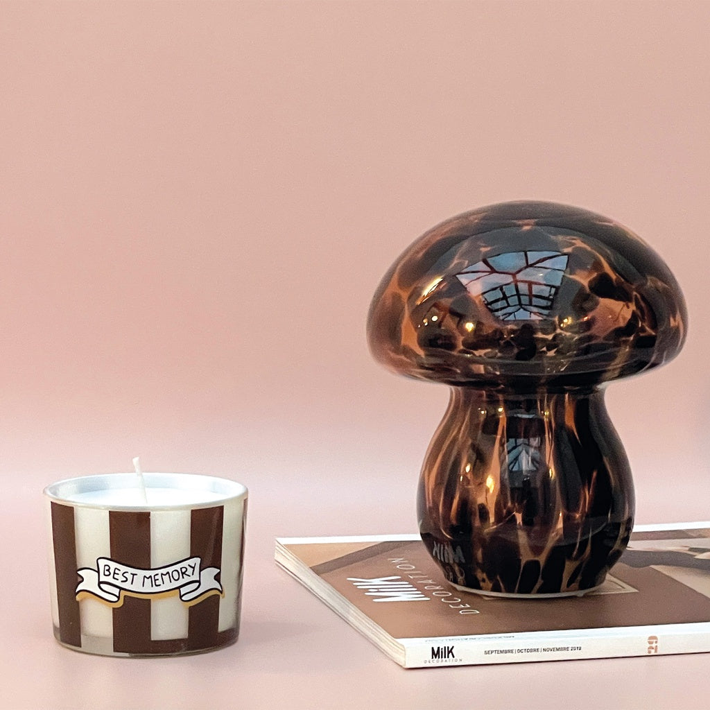 Déco LED champi tacheté leopard à piles