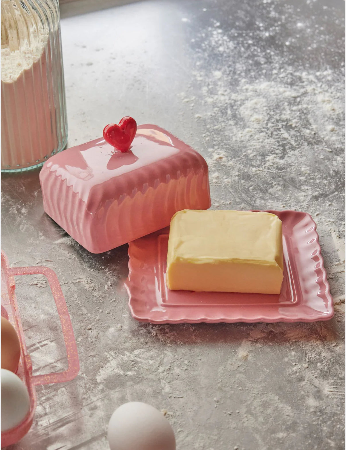 Beurrier rose céramique