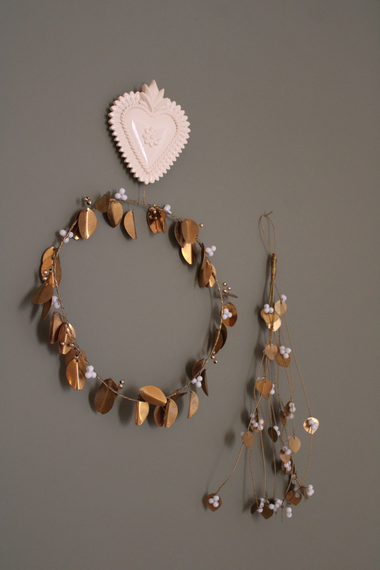 Couronne feuille or et perle