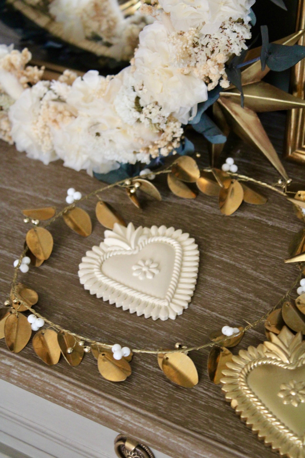 Couronne feuille or et perle