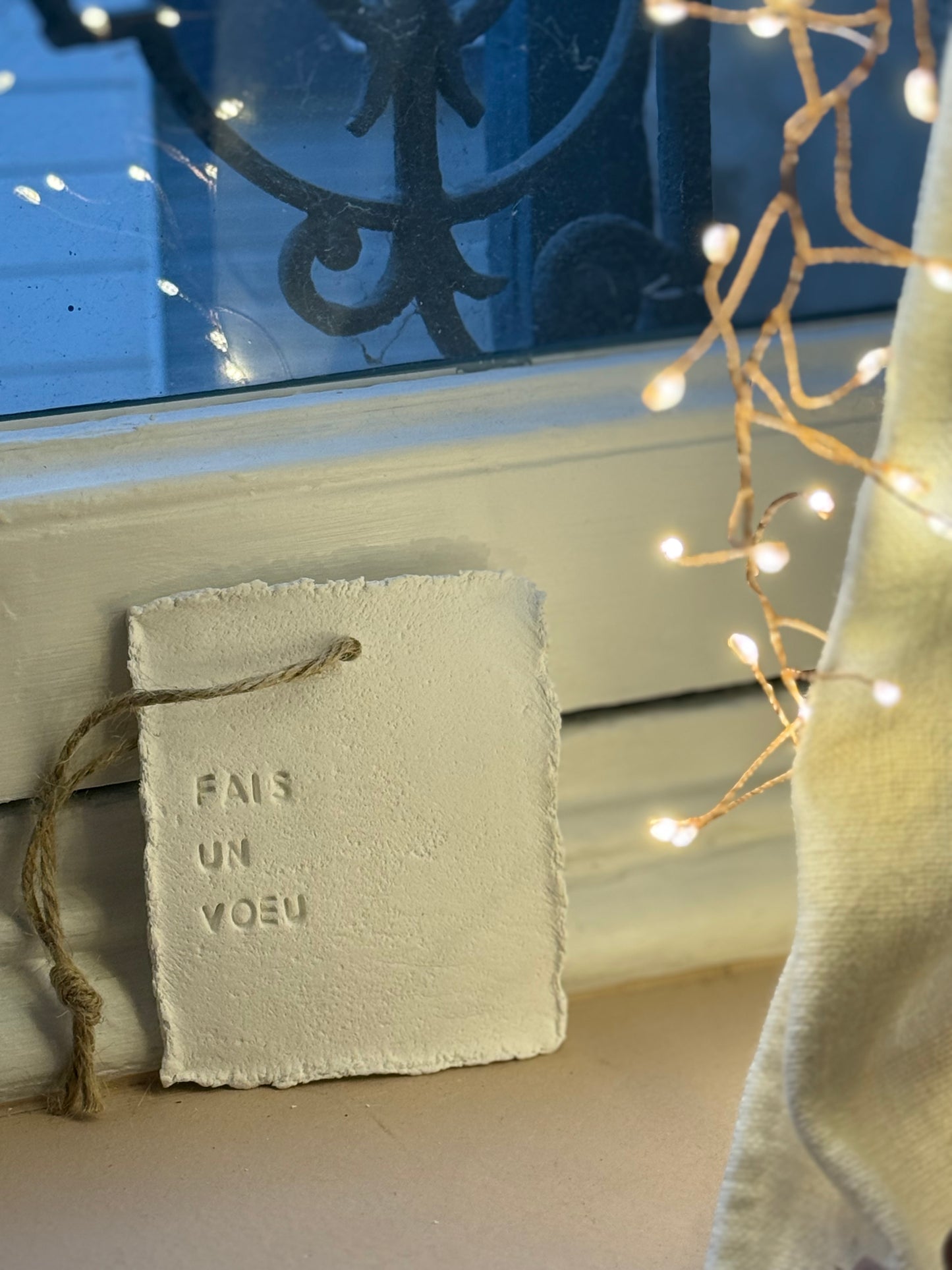 Plaque message argile "fais un voeu"