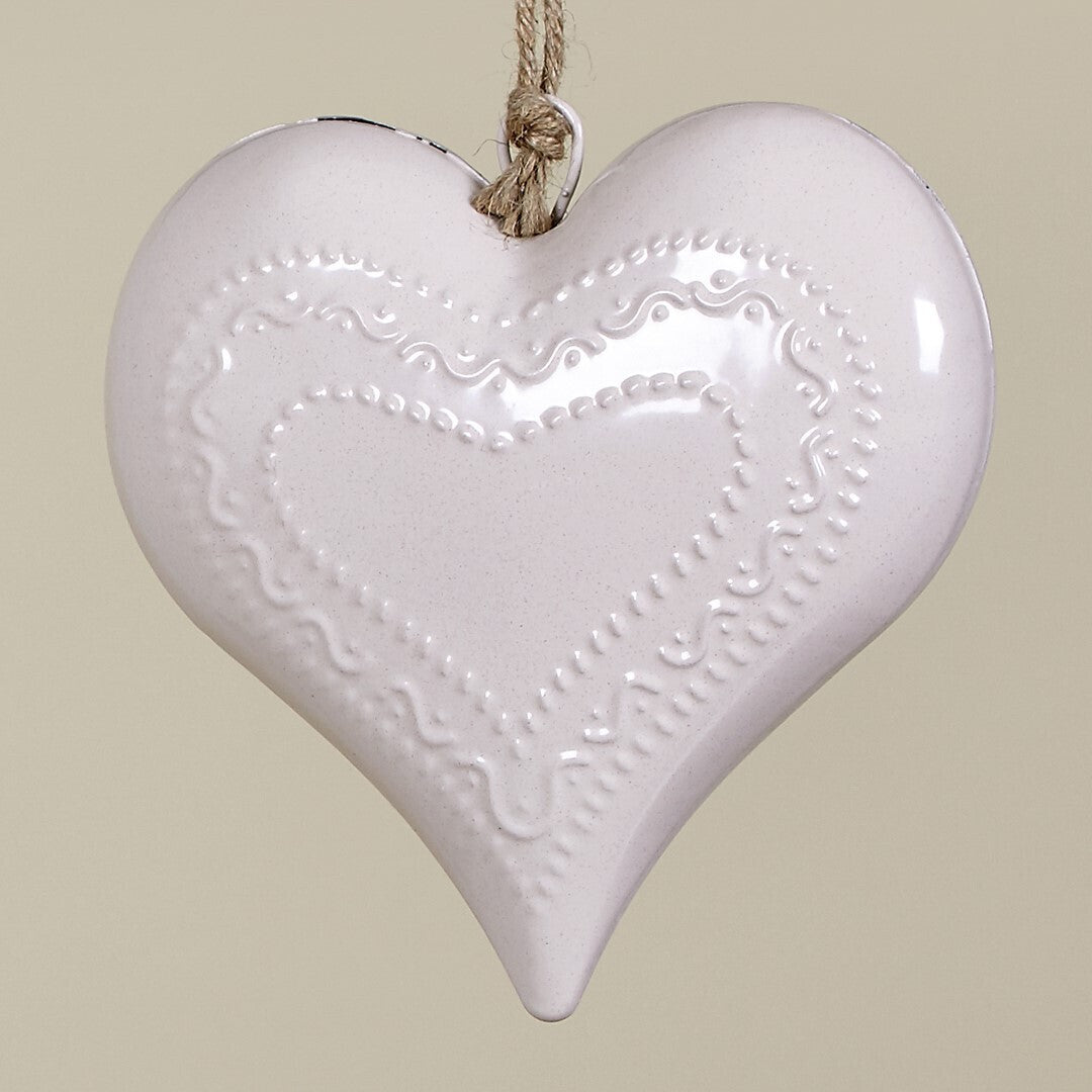COEUR SUSPENDU MÉTAL BLANC mm