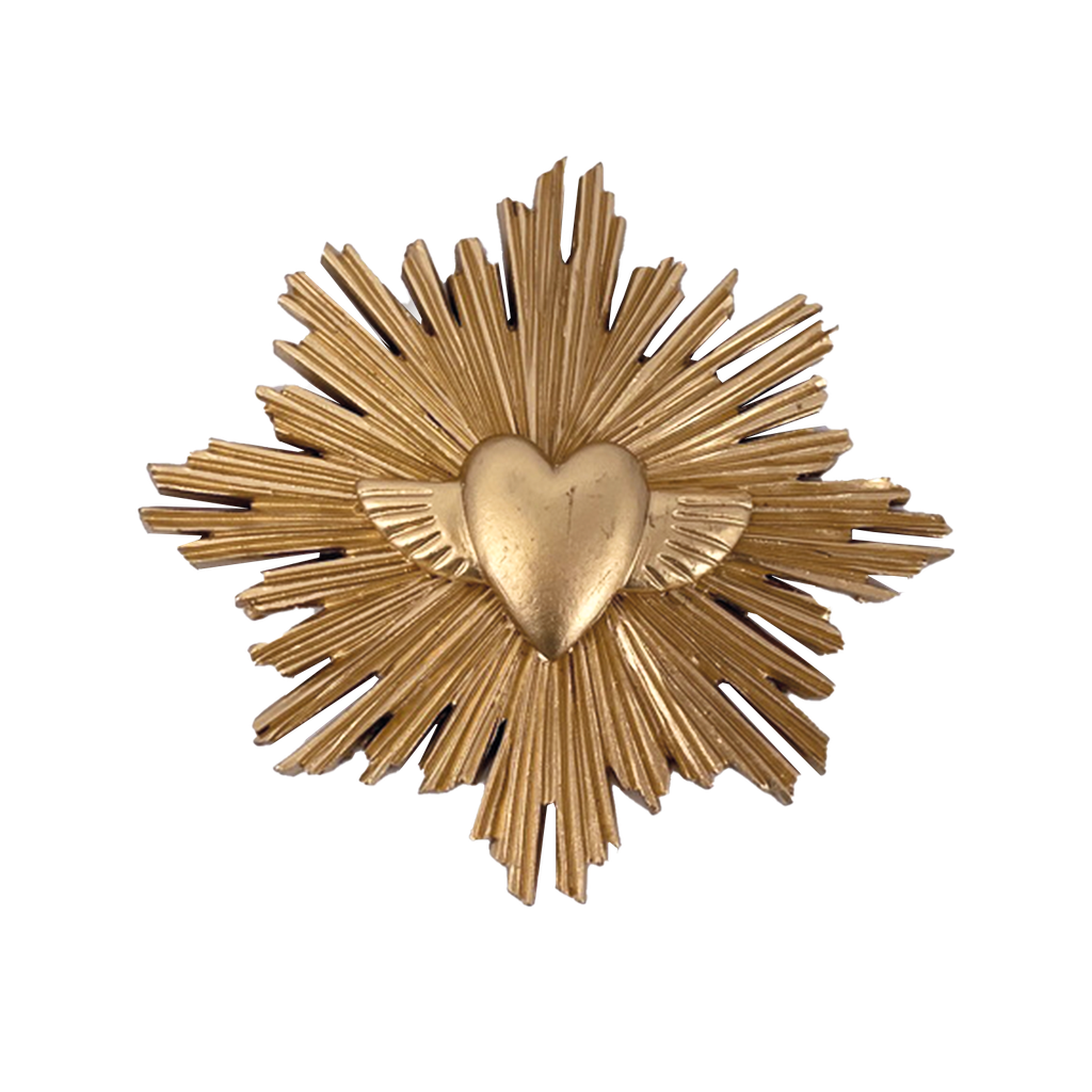 Déco Ex-voto cœur doré ailes