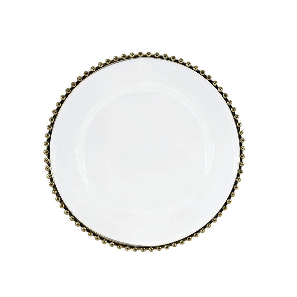Dessous d'assiette perlé transparent doré D33cm