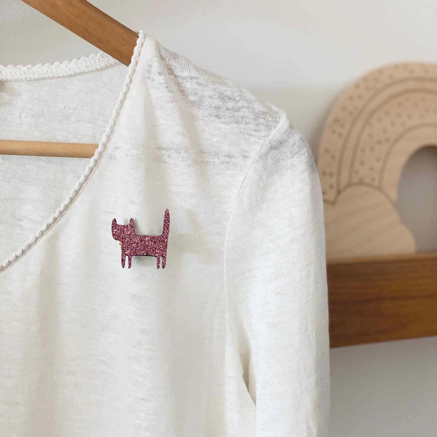 Broche en paillettes - Chat debout