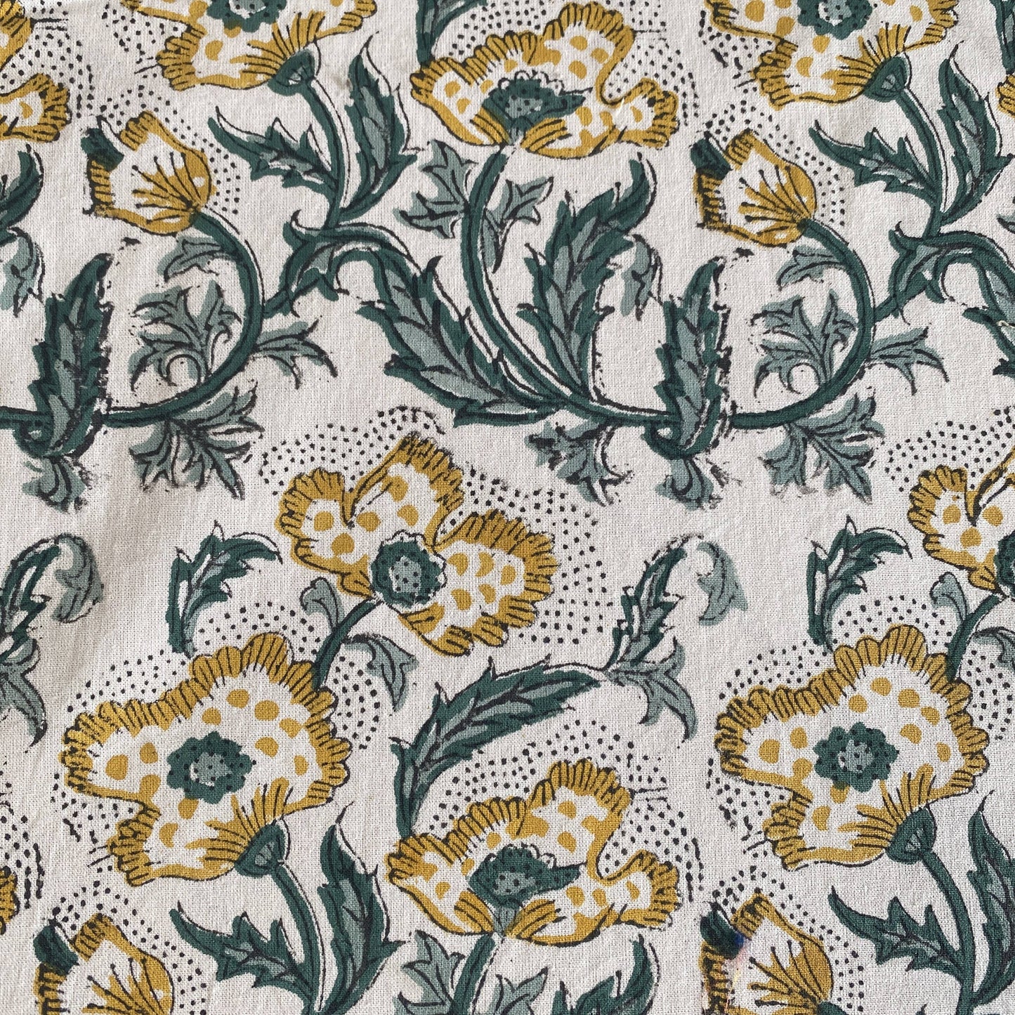 Maxi nappe blockprint Yellow Poppies